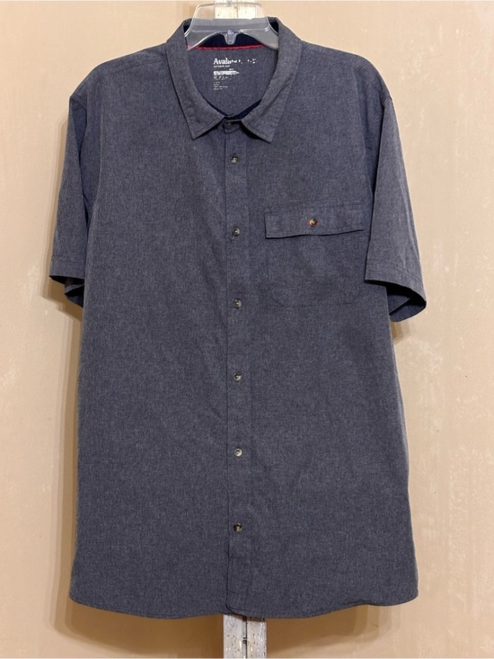 Avalon Men’s Short-Sleeve Button-Down Shirt in Dark Gray Sz XL